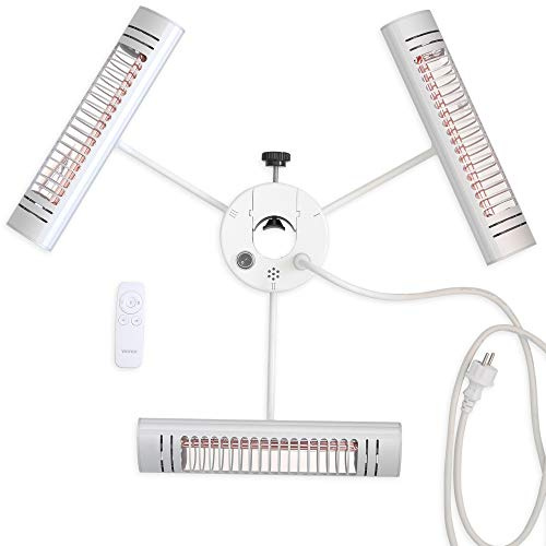 VASNER Umbrella X30 - Infrarot Heizstrahler für den Gastro- & Sonnenschirm 3000 Watt Infrarotstrahler für Terrasse Garten & Außenbereich (Ø 40-80 mm Silber)