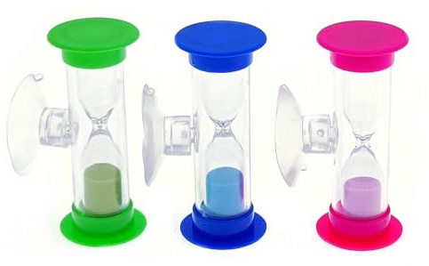 CCHAMP 3 x 3-Minütige Kunststoff-Sanduhr für Kinder zum Zähneputzen Mit Saugnapf - Mini-Sandglas für Kinder-Zahnbürste und Zeitmanagement-Werkzeug