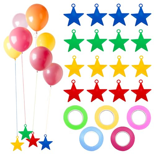 40 Stück Stern Ballon Beschwerer Mit 5 Rollen Band, Ballongewichte Für Helium Balloon Gas, Kunststoff Luftballon Gewichte Für Hochzeit Geburtstag Party Dekoration