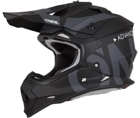 O'Neal | Motocross-Helm | MX Enduro | ABS-Schale, Sicherheitsnorm ECE 22.05, Lüftungsöffnungen für optimale Belüftung & Kühlung | 2SRS Helmet Slick | Erwachsene | Schwarz Grau | Größe L