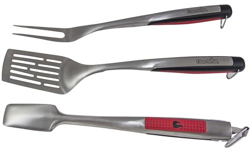 Char-Broil 140 767 - Comfort Grip 3-teiliges Grillbesteck, Edelstahl.
