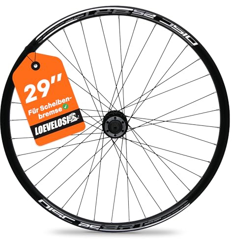 MTB Vorderrad 26 Zoll Fahrrad Laufrad Fahrradfelge – Scheibenbremse 6-Loch – Schnellspanner 100 mm, Keine Steckachse, ohne Nabendynamo – Alu Felge & Nabe 36 Speichen – Schwarz – LOEVELOSI