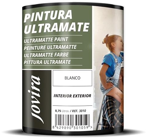JOVIRA PINTURAS Ultramatte Wandfarbe. Für außen/innen, abwaschbar, superdeckend, weiß. (750 Milliter, Weiß)