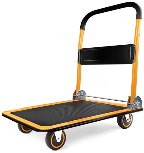 MaxWorks 80876 - Faltbarer Plattform-Truck-Schiebewagen, 150 kg, Tragkraft: 73 x 47,6 x 83,8 cm, Schwarz und Gelb