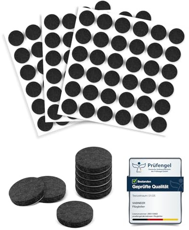 VABNEER 108 Stück Filzgleiter Selbstklebend 15mm, Filzgleiter für Stühle Möbelfüße 5mm Dicke - Bodenschutz für Holzböden Laminat Fliesen - Geräuschdämpfung & Kratzverhinderung