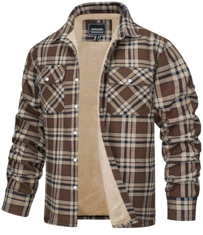 TACVASEN Herren Fleece Thermohemd Warm Flanellhemd Holzfällerhemd Winter Innenfleece Jacke