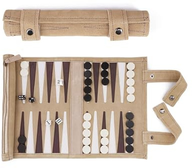 Sondergut Backgammon Brettspiel Cream - Zum Rollen aus 100% Leder - Das Original seit 1998 Camper & Travel-Fans - 25x34cm