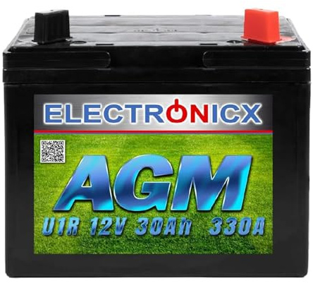 Rasentraktor Batterie AGM Batterie 12V 30Ah AGM Akku für Rasenmäher Batterie 30 Ah Aufsitzmäher Rasenmähertraktor Plus Rechts U1R 330A Starterbatterie