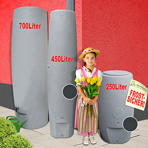 Regentonnen Regewassertonnen Säule - das schlanke Regen-Wasser-Tonne! Regespeicher Regenbechälter. Kompakt und Praktisch mit viel Volumen auf Kleinster Stellfläche! (Anthrazit, 250L)