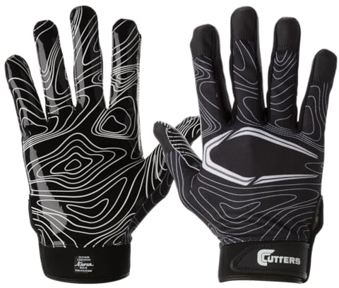 Cutters Fußball-Empfänger-Handschuhe – Game Day, weißes Topo-Design, hervorragender Halt und Komfort für Spitzenleistungen