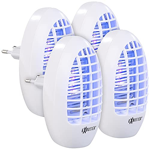 Exbuster UV Mückenstecker: 4er-Set Steckdosen-Insektenvernichter mit UV-Licht, für Räume bis 20m² (Mückenlicht Steckdose, Mückengriller, Mücke)