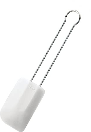 RÖSLE Teigschaber weiß, 32 cm, hochwertiger Teigspachtel als Back- und Kochhelfer, strapazierfähiges Silikon, -30°C bis +200°C, extra groß, Edelstahl 18/10, spülmaschinengeeignet, weiß/silbern