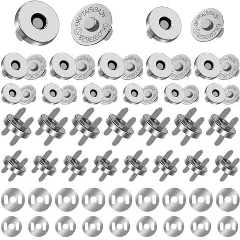Alethron Magnetverschluss Tasche, 20 Stück Magnetknöpfe zum Annähen 18mm ＆ 14mm Magnetverschluss für Taschen Magnetknopf Metall Magnetverschlüsse Ohne Nähen Druckknöpfe für Kleidung Gepäck