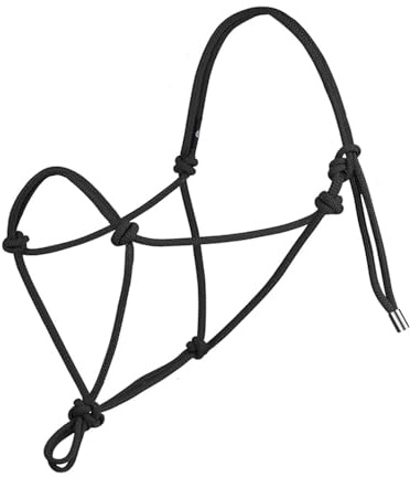 Verstellbares Seilhalfter mit Knoten, Polyester-Halfter für Training und Reiten (schwarz)