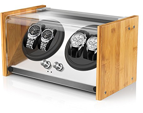 Watch Winder Smith Uhrenbeweger für 4 Uhren – Automatischer Uhrendreher mit 4 Laufmodi, leisem Japan-Motor & wahlweiser AC-/DC-Stromversorgung