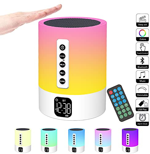 Bluetooth Lautsprecher mit Licht, Wecker mit Licht, Geschenke für Mädchen | White Noise Machine, LED Nachttischlampe Touch Dimmbar, Tragbarer Lautsprecher, Geschenke für Teenager Mädchen Jungen Kinder