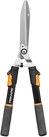 Fiskars Teleskop-Heckenschere, SoftGrip-Griffe, Hochwertige Stahl-Klingen, Länge: 63 - 83 cm, Schwarz/Orange, HS13, 1027527