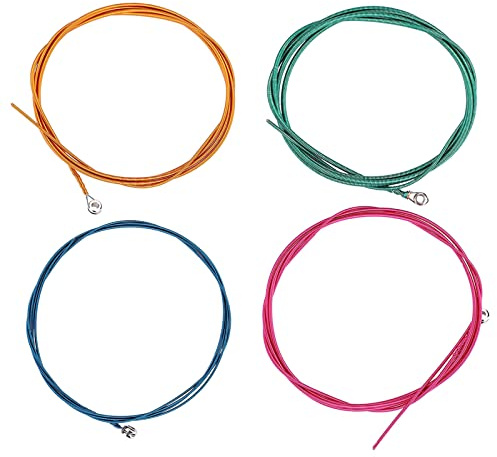 4-saitige E-Bass Saiten aus Stahl, bunt, 1,16-2,54 mm | Robuster Klang für 4-Saiter, langlebige Legierung, glatte Oberfläche
