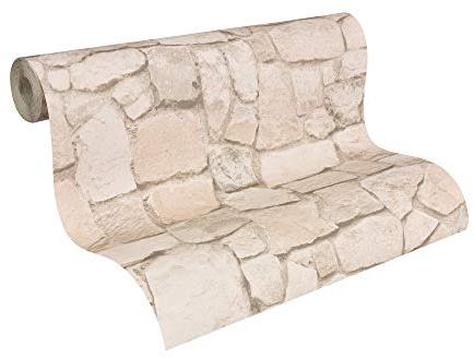 A.S. Création Il Decoro Papiertapete mit Steinmotiv Naturstein 0,53 x 10,05 m – Beige, Braun – Tapete in Stein-Optik Made in Germany – 692429