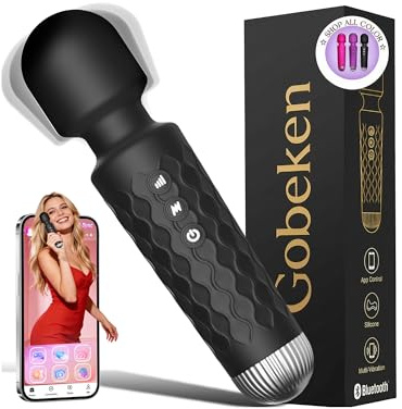 Gobeken Vibrator Vibration für frauen, Dildo APP-Steuerung, Sex Spielzeug für die Frau Paare Männer 10 Intensitäten, Vibratorensets für frauen 20 Frequenzen Sex Toys Massagestab Massage Schwarz