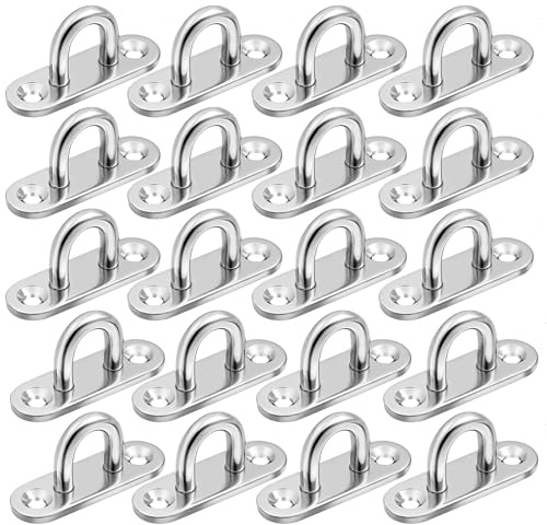 20 Stück Augplatten Edelstahl, M5 Edelstahl Decksplatte, Decken Haken Metall Befestigungshaken Bootszubehör, Augplatten mit Öse, Befestigungshaken für hängende Gegenstände, Markisen, Deckplatten