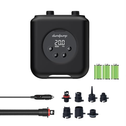 dwndpump Elektrische SUP Pumpe HOBO PRO, Wiederaufladbare 20PSI | 12V Autoanschluss Zweistufige Kabellose, Paddle Board Pumpe auch für Kajaks, Matratze, Wind Wings, Yoga Ball