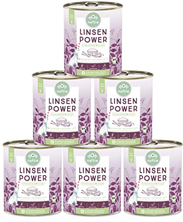 naftie Bio Linsen Power veganes Hundefutter Nassfutter glutenfrei - 6X 800g | Peace Food für Hunde, Menü mit Buchweizen & Pastinaken, purinarm, rein pflanzlich