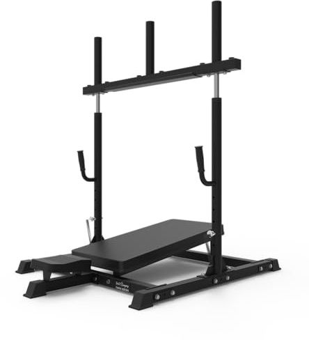 Bad Company Beinpresse für Zuhause vertikal liegend schwarz I Oberschenkeltrainer für Krafttraining Zuhause kompatibel mit Hantelscheiben 30 mm und/oder 50 mm I Beintrainer für Zuhause BCA-147/B