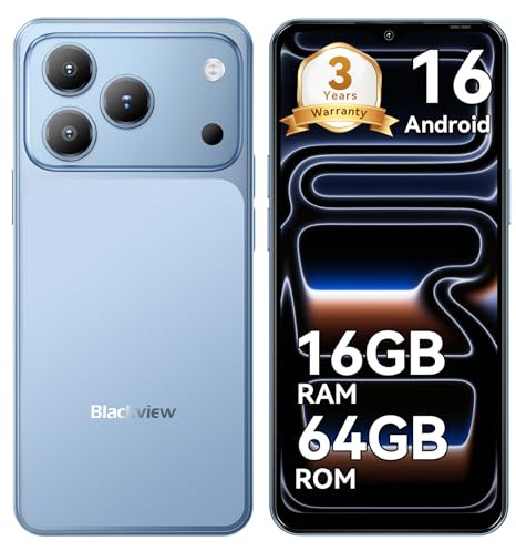 Blackview Wave 7C Smartphone Ohne Vertrag, Android 16 Smartphones 32MP+13MP KI Kamera, 16GB+64GB/2TB, 6.56 Handy Günstig, 5000mAh Simlockfreie Handys, 4G Dual SIM/Face ID/IP54/GPS/3 Jahre Garantie