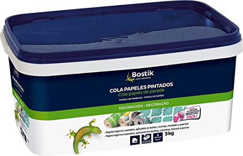 Bostik, Tapetenkleister, alle Arten von Tapeten, feuchtigkeitsbeständig, gebrauchsfertig, zur Verwendung mit Rolle oder Pinsel, Tapetenkleister, Rosa, 3 kg Flasche