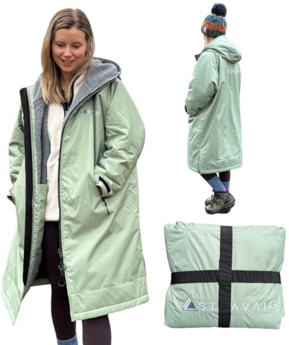 Wasserdichter Wickelmantel für Erwachsene – superweicher Fleece, winddicht, übergroß, zum Wickeln, Schwimmen und Wassersport, mit Kompressionsriemen