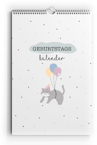 Geburtstagskalender A4 I Jahresunabhängig zum Selbstgestalten I Kalender immerwährend I Bunte Luftballons I Vergiss nie wieder einen Geburtstag