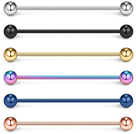 Funseedrr 6er Piercing Industrial Barbell aus 316L Chirurgenstahl 32mm 35mm Ohr Piercing Schmuck