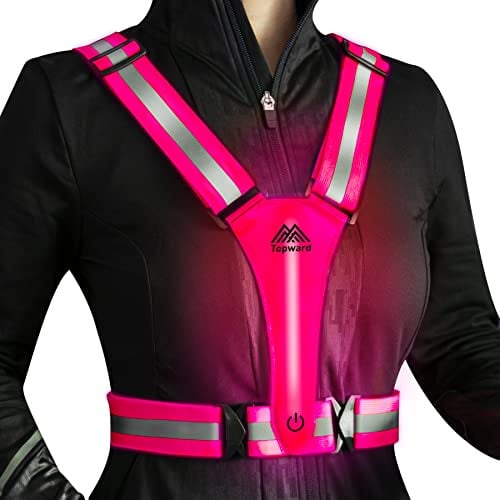 Topward Warnweste Sicherheitsweste für Fahrrad Auto Laufweste Joggen, High-Vis reflektierende Warnweste für optimale Sichtbarkeit, Damen Herren Kinder warnwesten, LEDs Tag und Nacht Motorrad Radfahren