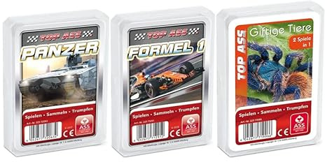 AssAltenburger 3-er Set Quartettspiele - Quartett Kraft und Ausdauer bestehend aus 1. Panzer - 2. Formel 1-3. Giftige Tiere
