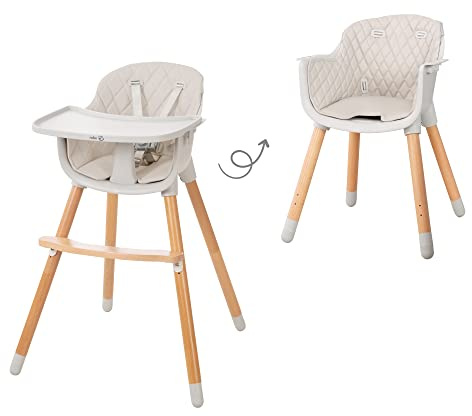 roba 2in1 Hochstuhl und Kinderstuhl 'StyleUp wood' inkl. Sitzpolsterung in grau