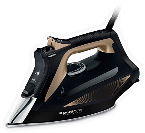 Rowenta Focus Excel Dampfbügeleisen, 2700 Watt, 45 g/Min. kontinuierliche Dampfabgabe, 180 g/Min. Dampfstoß, Tropfstopp, Antikalk-Einstellung, 300 ml Wassertank, schwarz/kupfer, DW5325