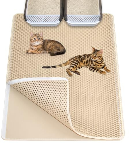 Ycozy Katzenklo Matte XL 90 x 60 cm EVA Katzenstreu Matte Doppelte Schichte Waben Katzenmatte Katzenklo Wasserdichte Leicht zu Reinigen