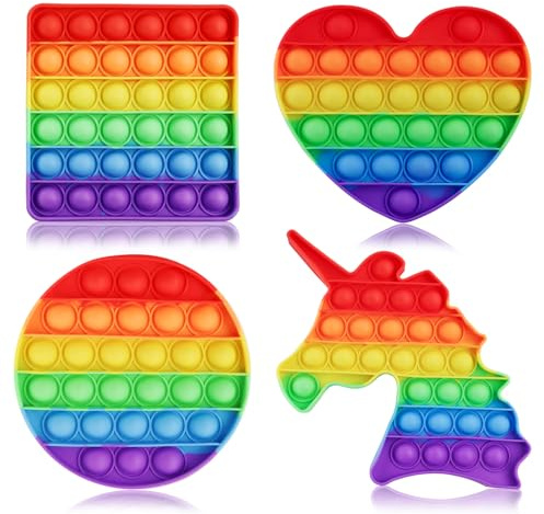 XIATIAN Pop it Spielzeug, 4 Stücke Push and Pop Bubble Sensory Fidget Toy | Popit Fidget It Spielzeug, Langlebigem und Sicherem Silikon, Anti Stress Spielzeugs für Kinder und Erwachsene Sensorik