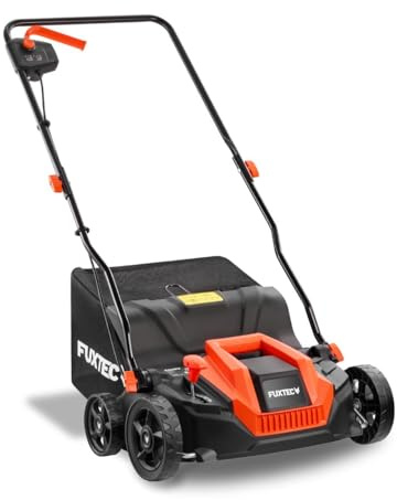 Fuxtec Elektro-Vertikutierer FX-EV320ECO, Rasenlüfter mit 1300 Watt Power, 32 cm Arbeitsbreite und Tiefeneinstellungen von -12 bis +10 mm, 40 L Grasfangkorb