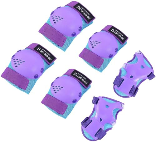 BOSONER Knieschoner Kinder 6er Set, Inliner Schoner und Protektoren Kinder | Schützer Inliner Kinder mit Knie-, Ellenbogen- und Handschutz für Inline Skates, Skateboard, Roller und Fahrrad