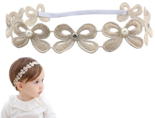 CHAOTEMAI Haarband Baby Mädchen Spitzenband Schleifen Stirnband Baby Mädchen Elastisches Weich Haarschmuck Stirnband Neugeborene Taufe Süß für zu Hause Unterwegs Babygeschenke für Neugeborene