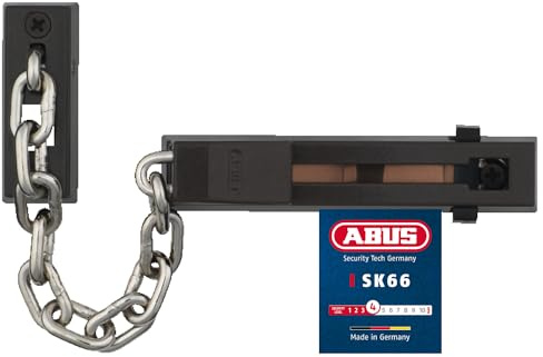 ABUS Türkette SK66 für Haustür und Wohnungstür – Sicherheitskette mit Kindersicherung geeignet für links und rechts schließende Türen – Braun