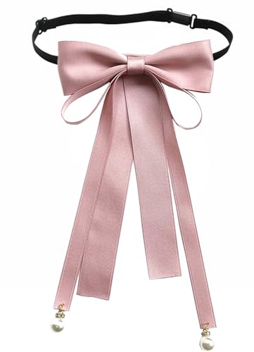 WENLOOY Partyschleife für Damen, vorgebunden, mit Clip, für Damen, Mädchen, Krawatte, Fliege, weibliches Band, Damen-Krawatte, Geschenk, Wen231206-a-pink, 12 x 24 cm/4.72 x9.45