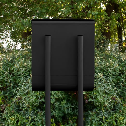 banjado - universell einsetzbarer Briefkastenständer 146,5x3,2x3,2cm | Standfuß Briefkasten Universal schwarz | Ständer 2 Rohre zum Einbetonieren