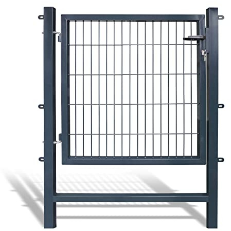 Gartentore Easy mit 100 cm Breite - Farbe und Höhe wählbar (Besonderheit : kein ausrichten der Pfosten notwendig durch Querverbindung !) Tor für Doppelstabmattenzaun (H 100 x B 100 cm, anthrazit))