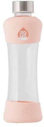 EQUA Glasflasche Active Peach 0,55l Trinkflasche aus Borosilikatglas 550 ml Sportflasche mit Silikonhülle