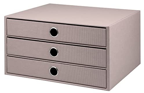 Rössler SOHO 3er Schubladenbox A4 aus Papier | Büro Organizer Schreibtisch| Schubladen Organizer Büro Zubehör & Bürobedarf | Schreibtisch Organizer Box | 34 x 25 x 19 cm | 1 Stück | Farbe: Taupe