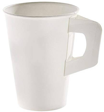 FALAMBI 160 Stk. Henkelbecher Kaffeebecher weiß, Pappe beschichtet, 180 ml / Caféhaus-Flair versprühender Henkelbecher mit hoher Stabilität und Porzellan-Tassen-Handling