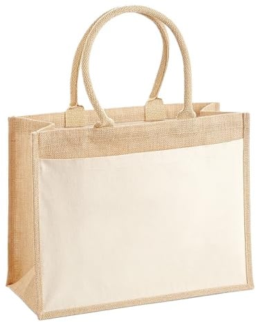 Westford Mill W427 Cotton Pocket Jute Shopper Einheitsgröße
